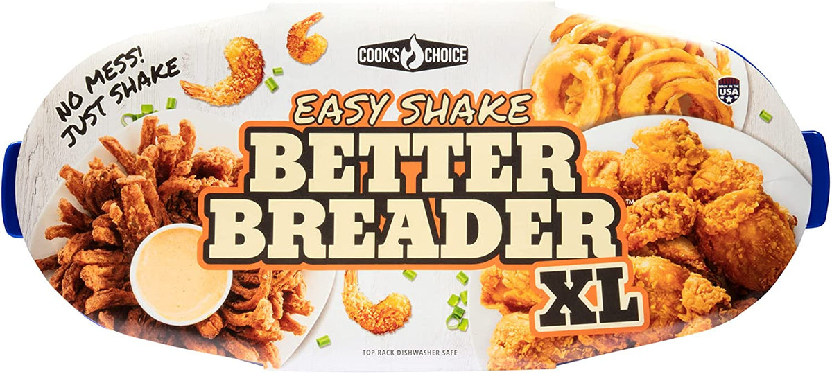 XL Original Better Breader Bowl 16" Mess-Free Breading Station for Chicken, Fish, Wings & Vegetables – Shake & Coat Batter Tray W Lid for Air Fryer Prep, Fish Fry, Tenders & Easy Cleanup