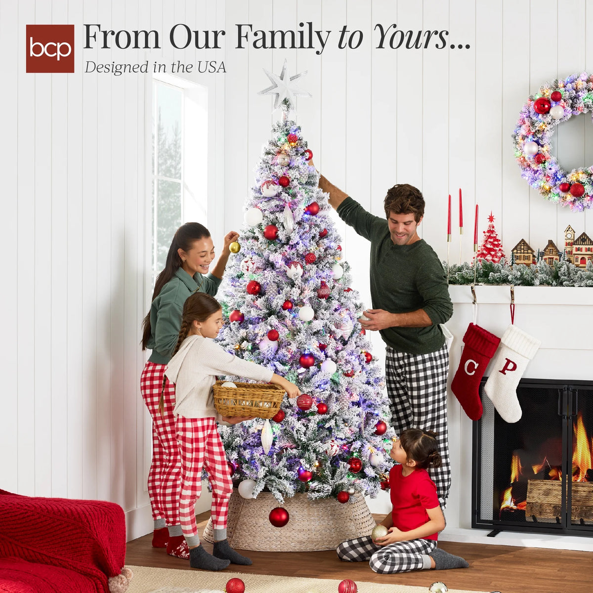 9Ft Pre-Lit Christmas Pine Tree W/ Flocked Branches 900 Multicolored or Warm-White Light Modes
