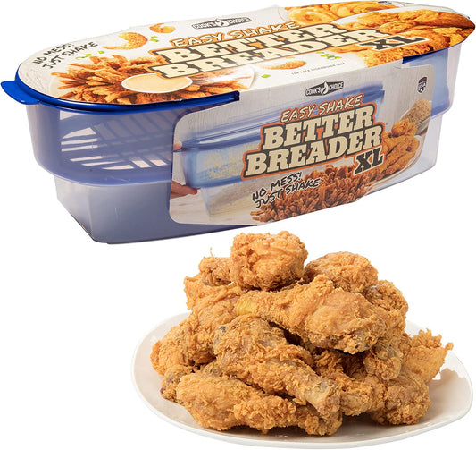 XL Original Better Breader Bowl 16" Mess-Free Breading Station for Chicken, Fish, Wings & Vegetables – Shake & Coat Batter Tray W Lid for Air Fryer Prep, Fish Fry, Tenders & Easy Cleanup