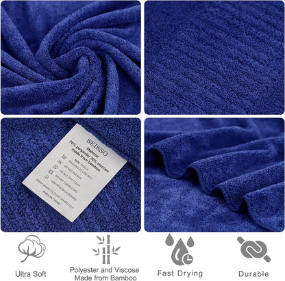Bath Towel, Large Bathroom Towels 35X63 In, Super Absorbent Quick Drying Towels for Bathroom, Beach, Gym, Pool, 2 Count Navy Blue