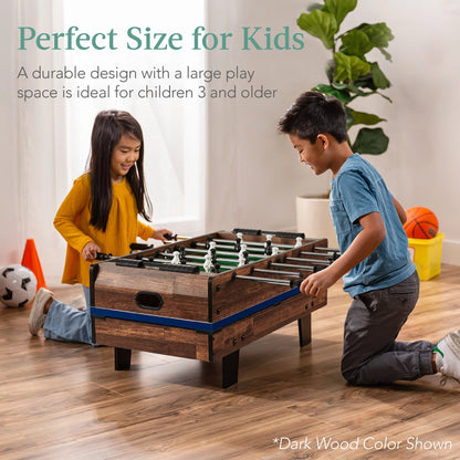11-In-1 Kids Combo Game Set W/ Ping Pong, Foosball, Air Hockey, 5 Accessory Bags - Light Wood
