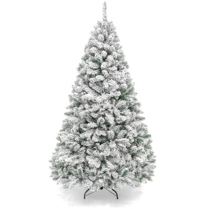 Artificial Flocked Christmas Tree, 12Ft Premium Unlit Pine Holiday Decor W/Metal Stand Green