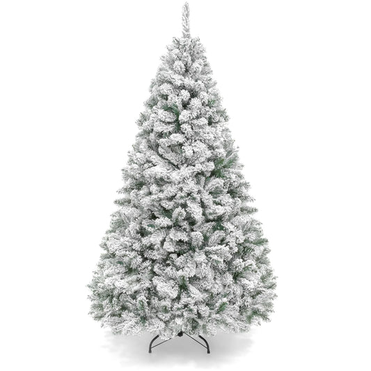Artificial Flocked Christmas Tree, 12Ft Premium Unlit Pine Holiday Decor W/Metal Stand Green