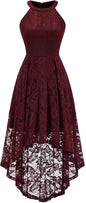 Women Halter Lace Wedding Guest Dress Hi-Lo Cocktail Party Bridesmaid Formal Dresses