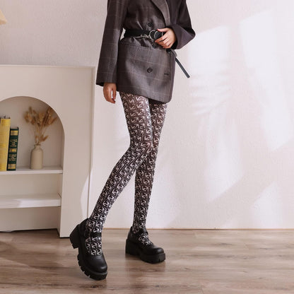 Women Tights, Opaque High Waist Pantyhose, Vintage Control Top Stockings